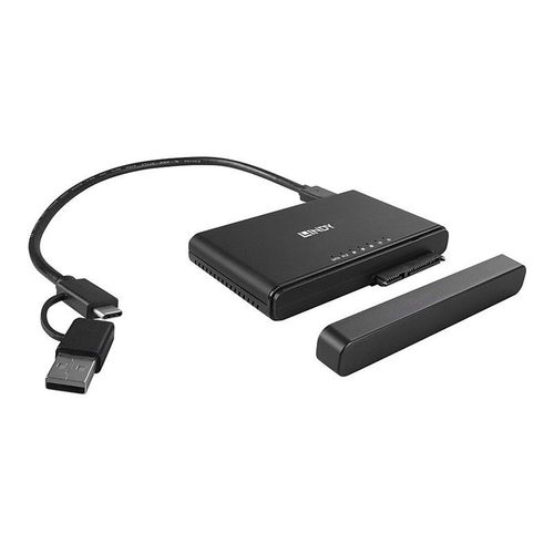 Lindy - Station d'accueil HDD/SSD - 2.5", 3.5", M.2 - SATA 6Gb/s / PCIe 3.0 x2 (NVMe) - USB-C 3.2 (Gen 2) - noir
