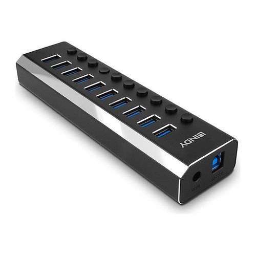 Lindy - Concentrateur (hub) - avec interrupteurs marche/arrêt - 10 x SuperSpeed USB 3.0 - de bureau