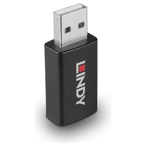 Lindy - Adaptateur USB - USB (M) pour USB (F) - USB 2.0 - bloqueur de données - noir