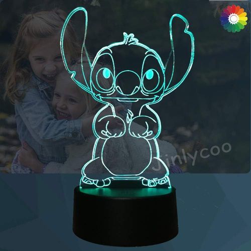 Veilleuse 3d Illusion Stitch ¿ Multicolore ¿ Avec Télécommande ¿ Cadeau Stitch, Chargement Usb, Idéale Pour La Décoration De Chambre, Un Anniversaire Ou Noël