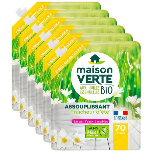 Maison Verte Lot de 6 Adoucissants aux huiles essentielles bio sans palme Fraicheur d'Ete 70 Lavages