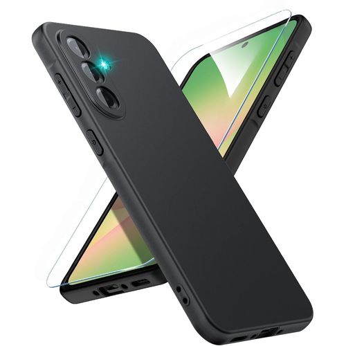 Coque Pour Samsung A56 5g Silicone Noir + Verre Trempe Little Boutik®