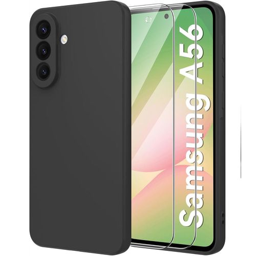 Coque Pour Samsung A56 5g Silicone Noir + 2 Verres Trempes Little Boutik®