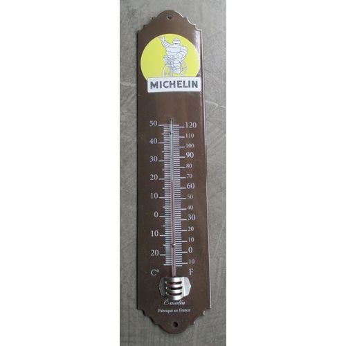 Thermometre En Email Couleur Marron Michelin Bibendum 29cm Tole Emaillée