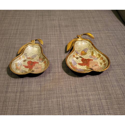 2 Vide Poche En Laiton Émaillé En Forme De Poîre