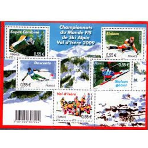 Sport : Championnats Du Monde F I S De Ski Alpin À Val D'isère Feuillet 4329 Année 2009 N° 4329 4330 4331 4332 4333 Yvert Et Tellier Luxe