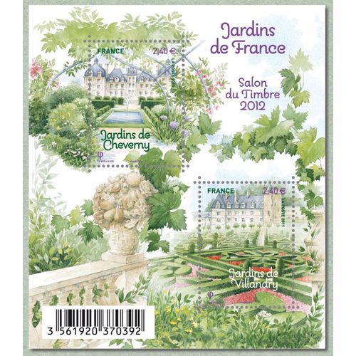 Jardins De France : Les Jardins De Cheverny Et Villandry Feuillet 4580 Année 2011 N° 4580 4581 Yvert Et Tellier Luxe
