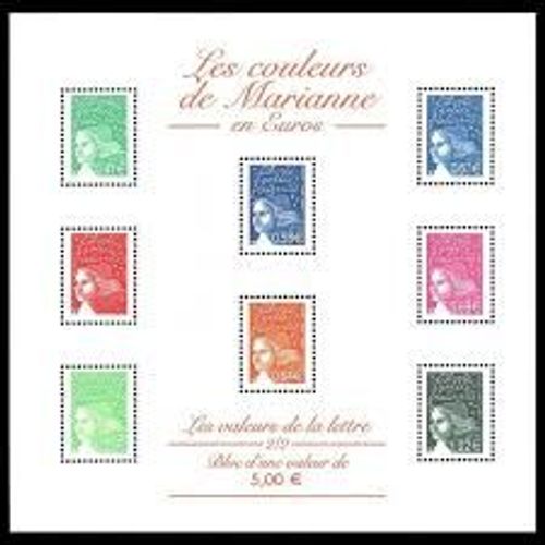 Les Couleurs De Marianne En Euros Bloc Feuillet 45 Année 2003 N° 3443 3444 3445 3446 3447 3449 3455 3457 Yvert Et Tellier Luxe