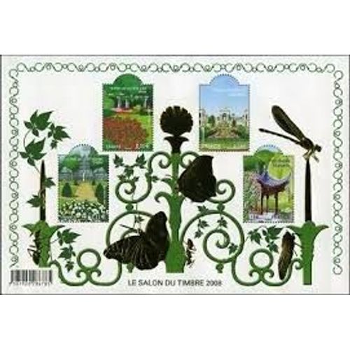 Jardins De France : Parc De La Tête D'or À Lyon, Parcs Longchamp Et Borély À Marseille (Salon Du Timbre) Bloc Feuillet 120 Année 2008 N° 4047 4048 4173 4174 Yt Luxe