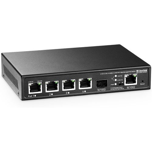4 Port 2.5G Poe Managed Switch With 1 Port 10G Ethernet Port,1 Port 10G Sfp+ Slot,Ieee8023Af/At Poe 65W,Metal Web Managed Fanless Small Network Switch
