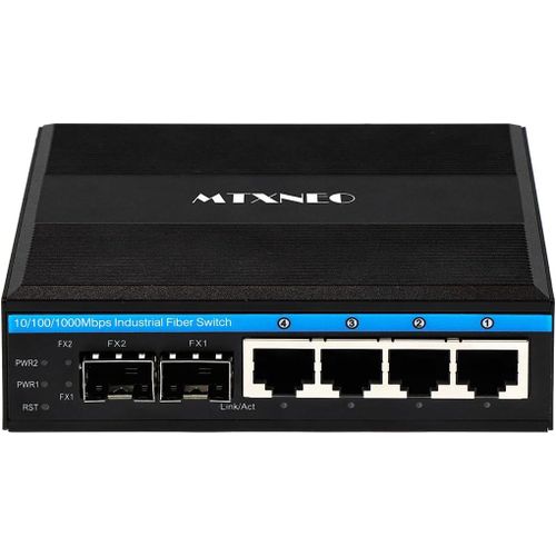 Commutateur Ethernet Industriel Din Rail 4 Ports Géré Gigabit Avec 2 Ports Sfp,Vlan,Erps,Qos,Commutateur Réseau Ip40 Géré Par Le Web(- 40 À 176 °F)