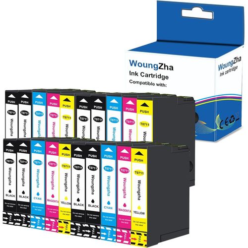 Teng T0715 Cartouche D'Encre Compatible Avec Epson T0711 T0712 T0713 T0714 Epson Stylus Sx200 Sx215 Sx218 Sx400 Sx415 Sx510W Sx515W Dx4450 Dx5050 Dx60000 Et Dx84. 50(20 Pièces)