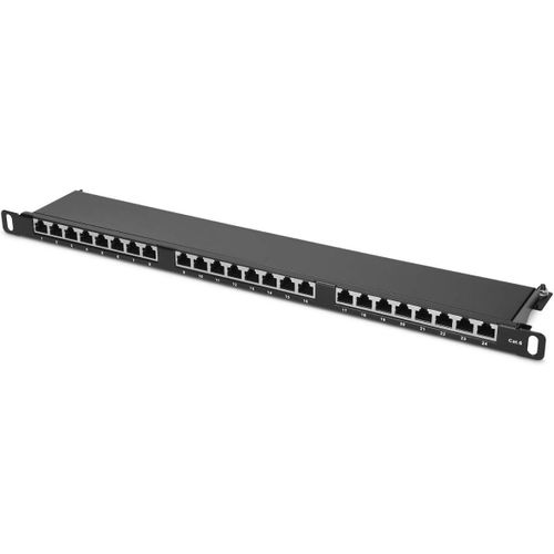 Panneau De Brassage 24 Ports Cat 6-Baie De Brassage Rj45 19 Pouces 0,5 He-Montage En Rack Branchement Réseau-Raccord Blindé-Noir