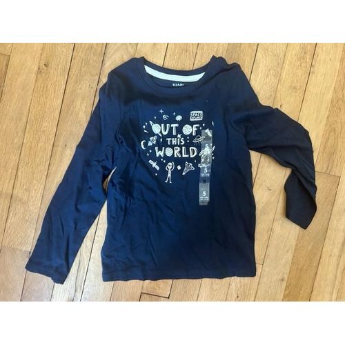 T-Shirt Manches Longues Imprimé - Bleu (Kiabi)