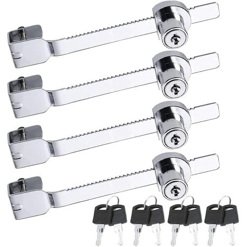 4Pcs Serrure De Terrarium,Vitrine Coulissante En Verre Serrure De Porte Et Clé Serrure Crémaillère De Fermeture Sécurité Clef Verrouillag Pour Reptile Vivarium Terrarium Vitrine