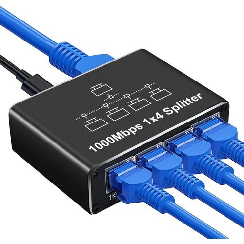 Multiprise Rj45,Switch Ethernet 1 À 4 1000Mbps,Répartiteur Ethernet Gigabit Pour Les Ordinateurs,Les Concentrateurs,Les Routeurs