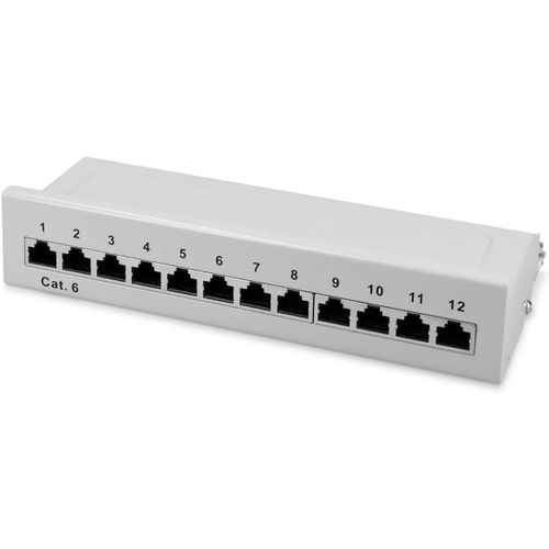 Panneau De Brassage 12 Ports-Baie De Brassage Rj45 Cat 6 Pour Câble Réseau-Boitier Montage Mural-Raccordement Blindé