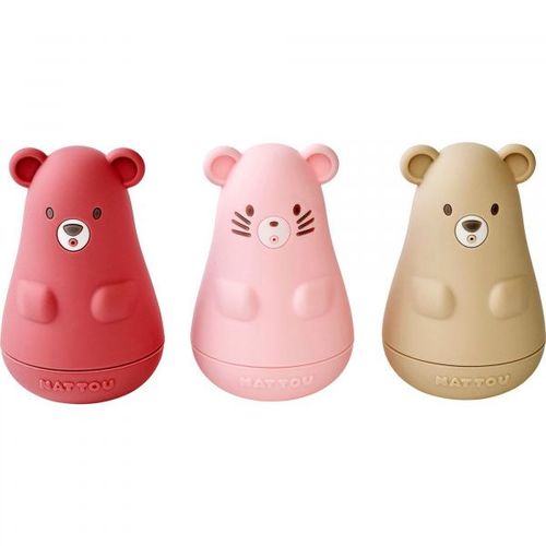 Silicone Set 3 Aspergeurs Bain Silicone Lavables Framboise/Rose Clair/Sable