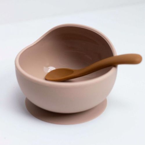 Coffret Repas Bébé 2 Pièces Silicone Sable Et Caramel