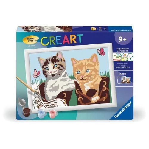 Creart Kids 18x24cm. Num¿Ro D'art. Chatons Et Chaussures. Kit De Peinture Par Num¿Ros Num¿Ro D'art. Des 7 Ans. 25528. Ravensburger