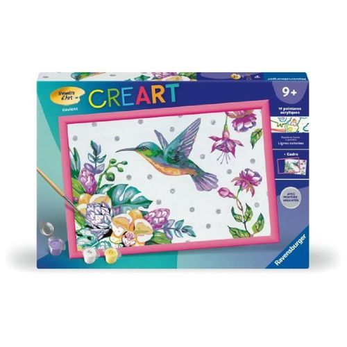 Creart Kids 31x21cm Colibri Et Fleurs Exotiques. Kit De Peinture Par Num¿Ros Num¿Ro D'art. Des 7 Ans. 25851. Ravensburger