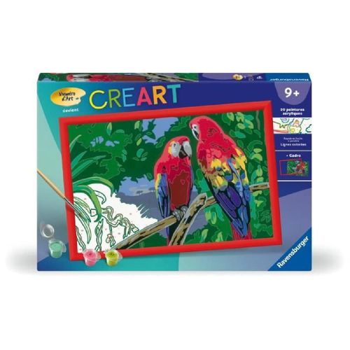 Creart Kids 31x21cm Perroquets. Kit De Peinture Par Num¿Ros Num¿Ro D'art. Des 7 Ans. 25854. Ravensburger