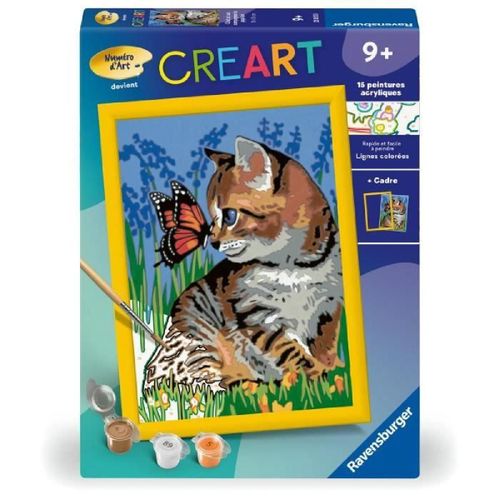 Creart Kids 18x24cmchat Et Son Compagnon Le Papillon. Kit De Peinture Par Num¿Ros Num¿Ro D'art.. Des 9 Ans. 25813. Ravensburger