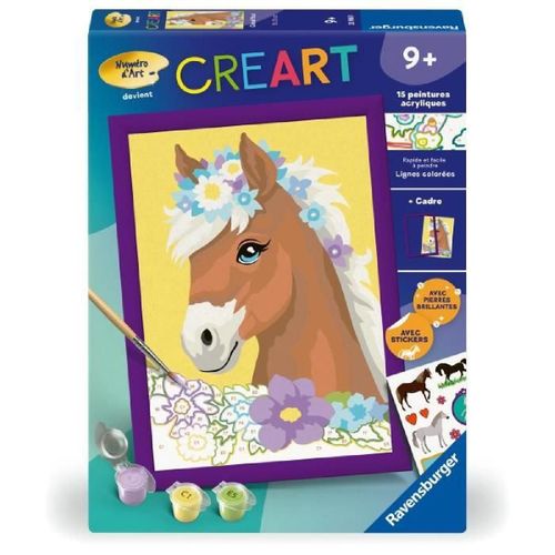 Creart Kids 18x24cm Cheval Fleuri. Kit De Peinture Par Num¿Ros Num¿Ro D'art. Des 7 Ans. 25906. Ravensburger