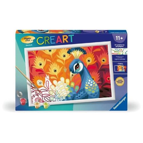 Creart Kids 31x21cm Paon. Kit De Peinture Par Num¿Ros Num¿Ro D'art. Des 9 Ans. 25907. Ravensburger
