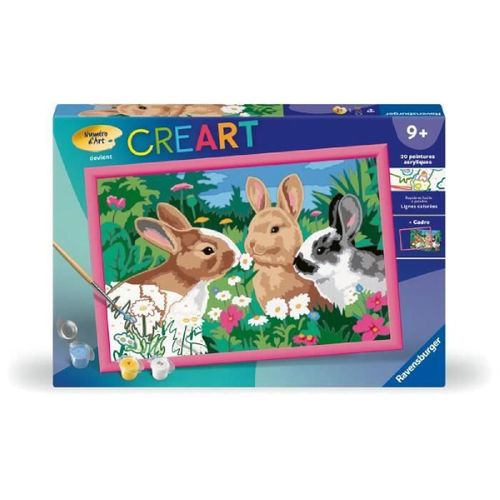 Creart Kids 31x21cm Lapins Dans Le Pr¿. Kit De Peinture Par Num¿Ros Num¿Ro D'art. Des 9 Ans. 25847. Ravensburger