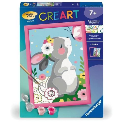 Creart Kids 18x24cm Lapin Et Papillon. Kit De Peinture Par Num¿Ros Num¿Ro D'art. Des 7 Ans. 25836. Ravensburger