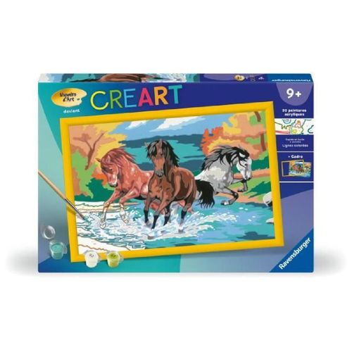 Creart Kids 31x21cm Horde De Chevaux. Kit De Peinture Par Num¿Ros Num¿Ro D'art. Des 9 Ans. 25846. Ravensburger