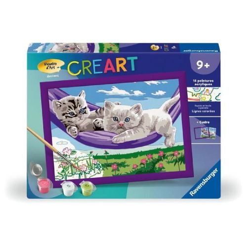 Creart Kids 18x24cm Chatons Dans Le Hamac. Kit De Peinture Par Num¿Ros Num¿Ro D'art. Des 9 Ans. 25828. Ravensburger
