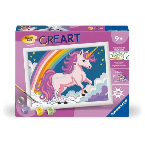 Creart Kids 18x24cm Licorne N¿On. Kit De Peinture Par Num¿Ros Num¿Ro D'art. Des 7 Ans. 25904. Ravensburger