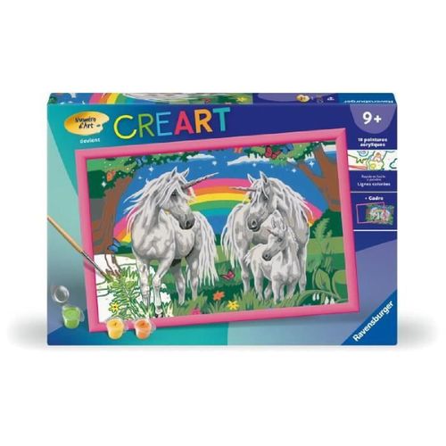 Creart Kids 31x21cm Au Pays Des Licornes. Kit De Peinture Par Num¿Ros Num¿Ro D'art. Des 9 Ans. 25849. Ravensburger