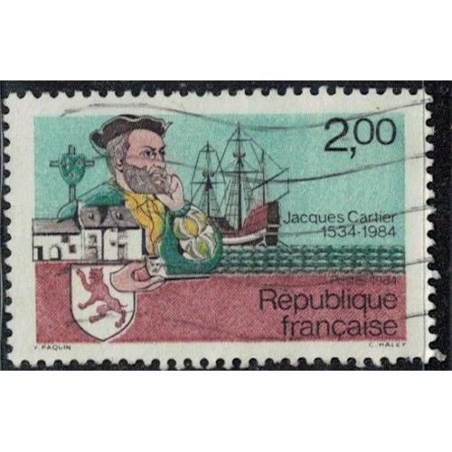 France 1984 Oblitéré Used Émission Commune France Canada Jacques Cartier Y&t Fr 2307 Su