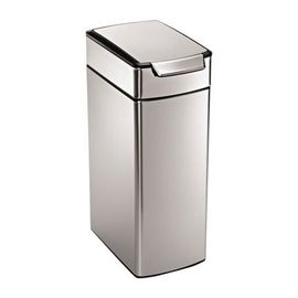 Poubelle étroite Touch-bar acier inoxydable 40 l - TS