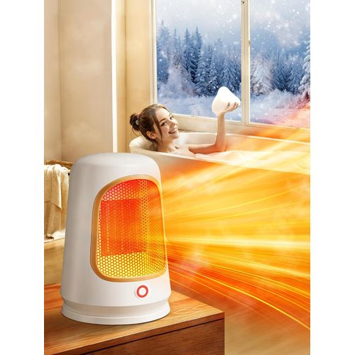 Chauffage D'appoint, 2s + 2 Modes Radiateur Electrique, Ultra Silencieux Chauffage Soufflant, Compact Mini Chauffage Electrique, Double Protection Radiateur Soufflant Salle De Bain - Blanc