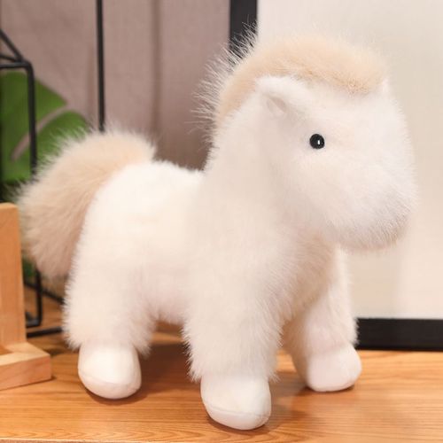 Peluche Poney, Cheval, Mascotte, Poupée De Chiffon, Cadeau Pour Enfants, Ornements Mustang Blanche - 23 Cm (0,18 Kg)