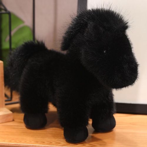 Peluche Poney, Cheval, Mascotte, Poupée De Chiffon, Cadeau Pour Enfants, Ornements Mustang Noire - 23 Cm (0,18 Kg)