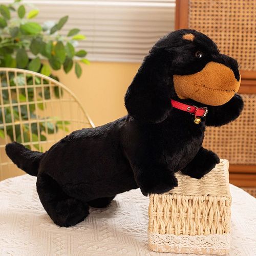 Teckel Poupée Fille Oreiller De Couchage Peluche Jouet Vêtements Chiot Poupée Cadeau Pour Enfants Collier Noir - 30 Cm 0,2 Kg Petit Sans Vêtements