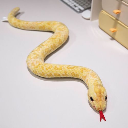 Faux Serpent En Peluche Poupée Python Poupée De Chiffon Zodiaque Serpent Année Mascotte Python Tacheté Jaune - 50 Cm Redressé Longueur Totale 66 Cm (0,05 Kg)