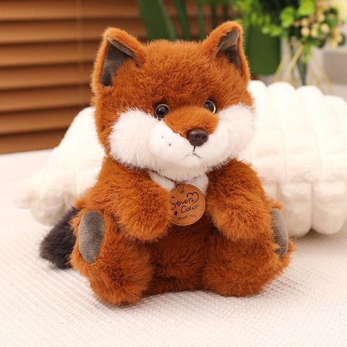 Peluche renard de dessin animé, animal de compagnie mignon, décoration de la maison, poupée de compagnie pour enfants, oreiller de poupée renard mignon Renard assis - 26 cm 0,25 kg