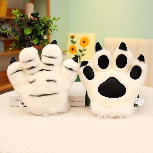 Peluche En Forme De Queue De Tigre, Animal De Dessin Animé, Dinosaure, Léopard, Gants, Serre-Tête, Accessoires De Spectacle Pour Enfants Griffes De Tigre Blanc (0,15 Kg)