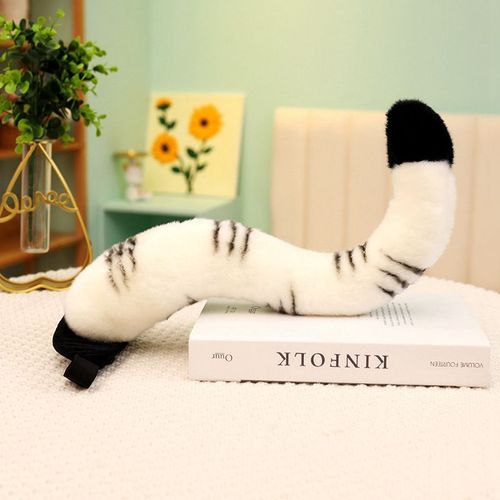 Peluche En Forme De Queue De Tigre, Animal De Dessin Animé, Dinosaure, Léopard, Gants, Serre-Tête, Accessoires De Spectacle Pour Enfants Queue De Tigre Blanche De 35 Cm (0,17 Kg)