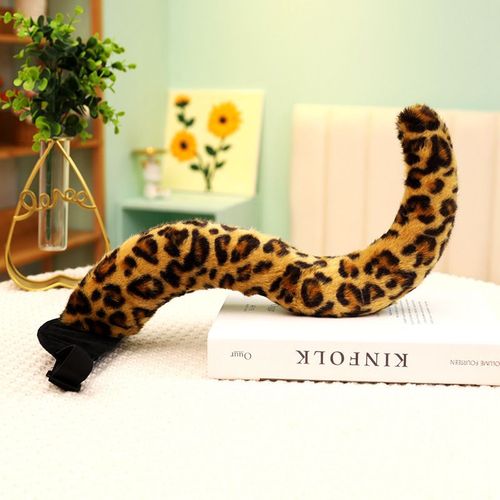 Peluche En Forme De Queue De Tigre, Animal De Dessin Animé, Dinosaure, Léopard, Gants, Serre-Tête, Accessoires De Spectacle Pour Enfants Queue De Léopard Marron Clair De 35 Cm (0,17 Kg)