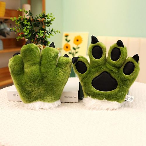 Peluche En Forme De Queue De Tigre, Animal De Dessin Animé, Dinosaure, Léopard, Gants, Serre-Tête, Accessoires De Spectacle Pour Enfants Griffe De Dinosaure Verte (0,15 Kg)