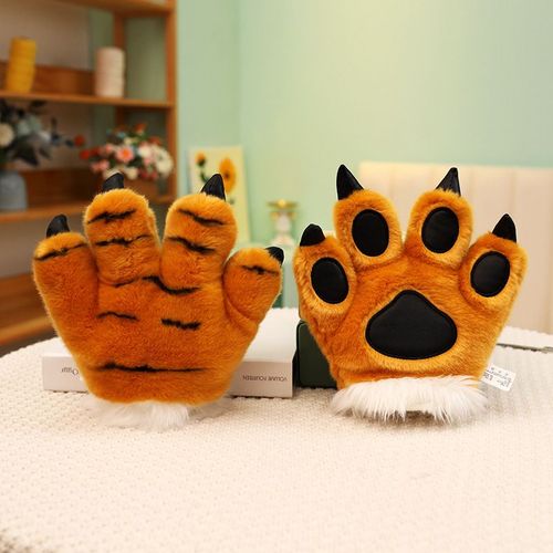 Peluche En Forme De Queue De Tigre, Animal De Dessin Animé, Dinosaure, Léopard, Gants, Serre-Tête, Accessoires De Spectacle Pour Enfants Griffe De Tigre Brun (0,15 Kg)