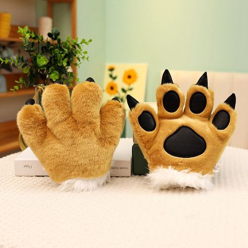 Peluche En Forme De Queue De Tigre, Animal De Dessin Animé, Dinosaure, Léopard, Gants, Serre-Tête, Accessoires De Spectacle Pour Enfants Patte De Lion Marron Clair (0,15 Kg)