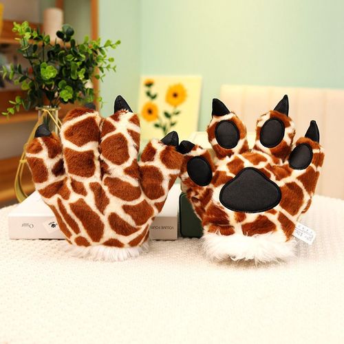 Peluche En Forme De Queue De Tigre, Animal De Dessin Animé, Dinosaure, Léopard, Gants, Serre-Tête, Accessoires De Spectacle Pour Enfants Patte De Girafe Marron Foncé (0,15 Kg)